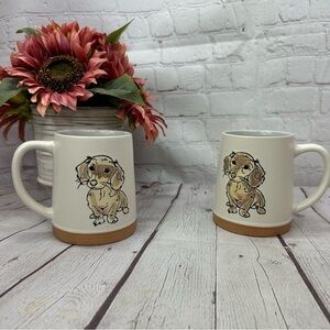 NWT spectrum designz watercolor Dachshund Mug set 18oz handpainted